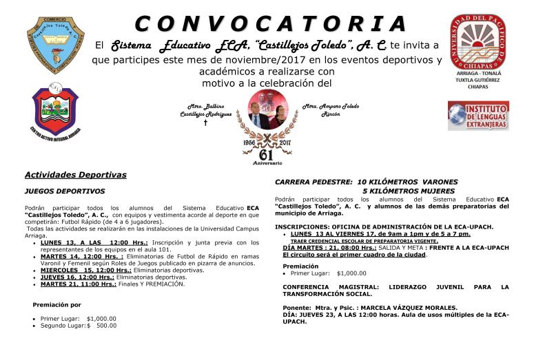 Convocatoria ANIVERSARIO 2017